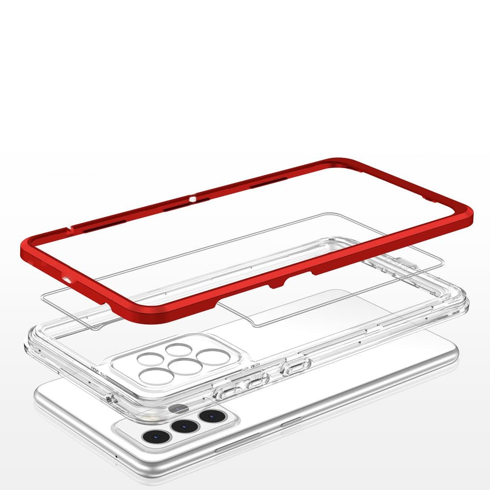 Hurtel Clear 3in1 ohišje za Samsung Galaxy A13 5G, Rdeče 5