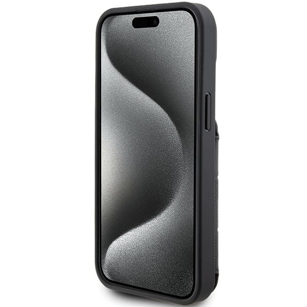 Karl Lagerfeld ovitek Saffiano Monogram Ikonik Patch za iPhone 15 - črn 5