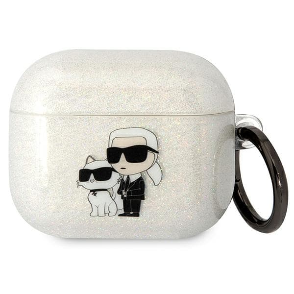 Karl Lagerfeld etui za AirPods 3, Glitter Karl&Choupette, prozoren