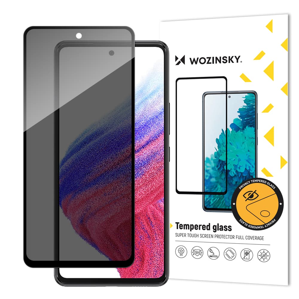 Wozinsky Privacy Glass kaljeno steklo za Samsung Galaxy A53 5G (črn okvir)