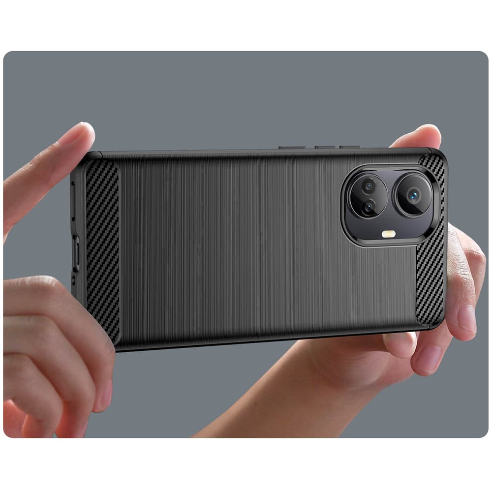 Ovitek Carbon Case za Realme 10 Pro+ - črn, fleksibilni 7