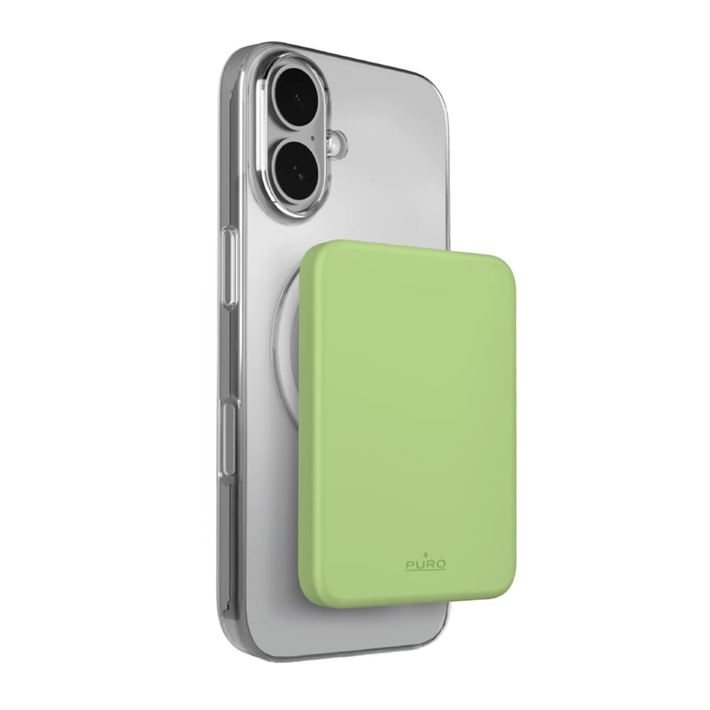 Puro 4200mAh Ultra-tanek MagSafe Powerbank združljiv z USB-C – zelen