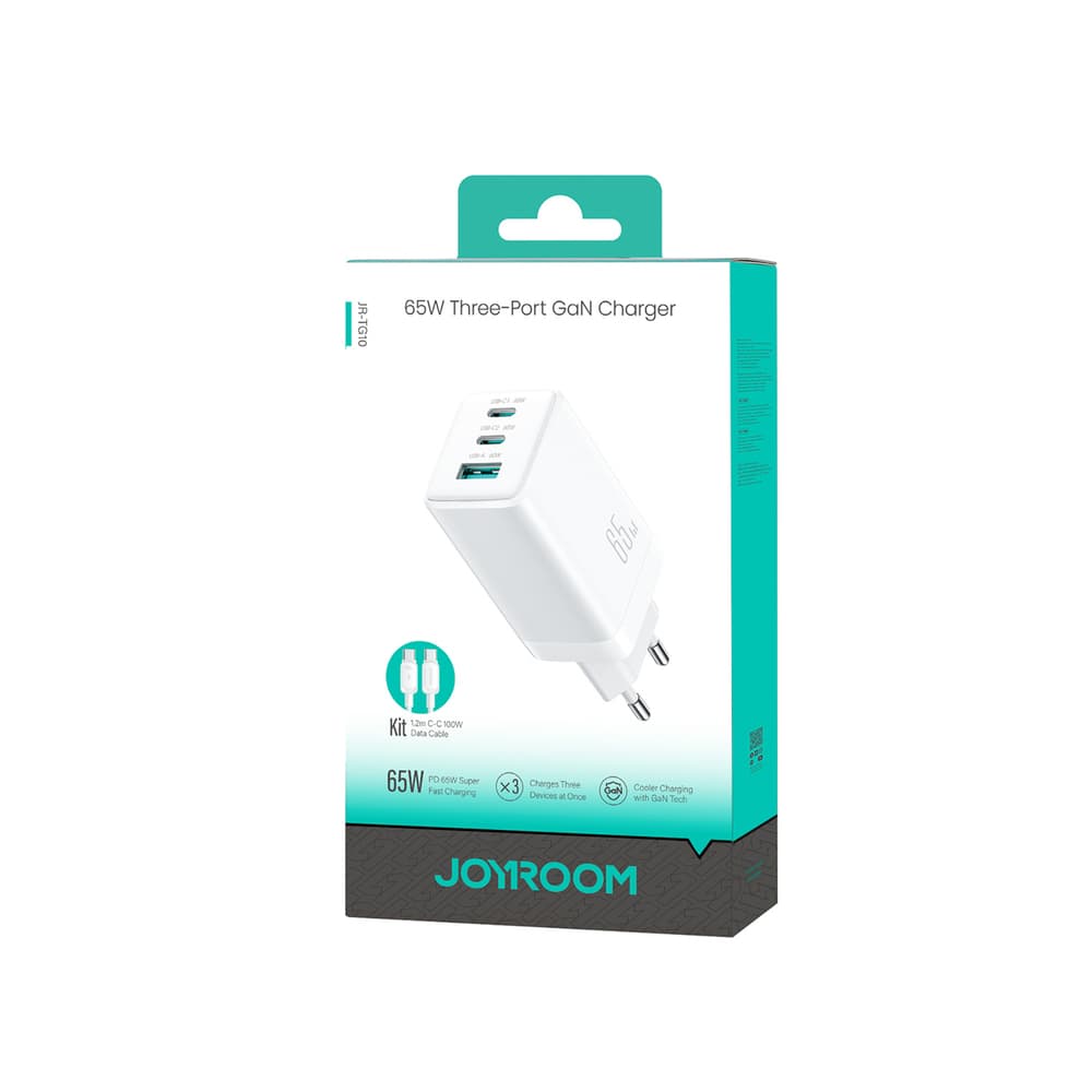 Joyroom JR-TG10 65W GaN polnilec, 2x USB-C + USB-A, bel 7