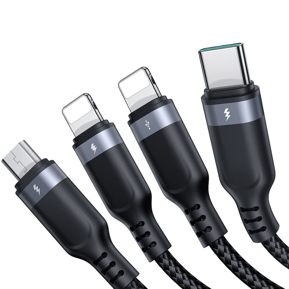 Joyroom 4v1 USB-A kabel (2x Lightning, USB-C, Micro USB) 1.2m - črn 3