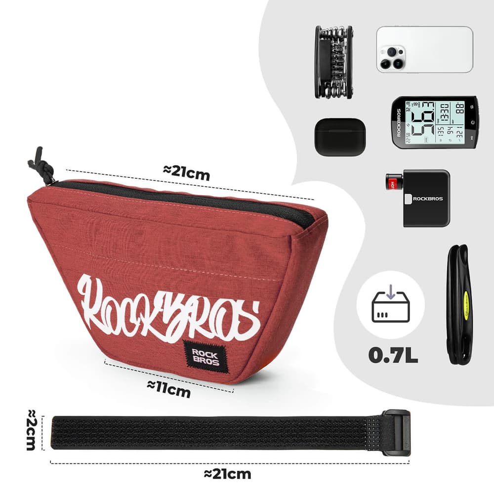 Rockbros G011 trapezoidna torbica za krmilo 0.7L - rdeča 2