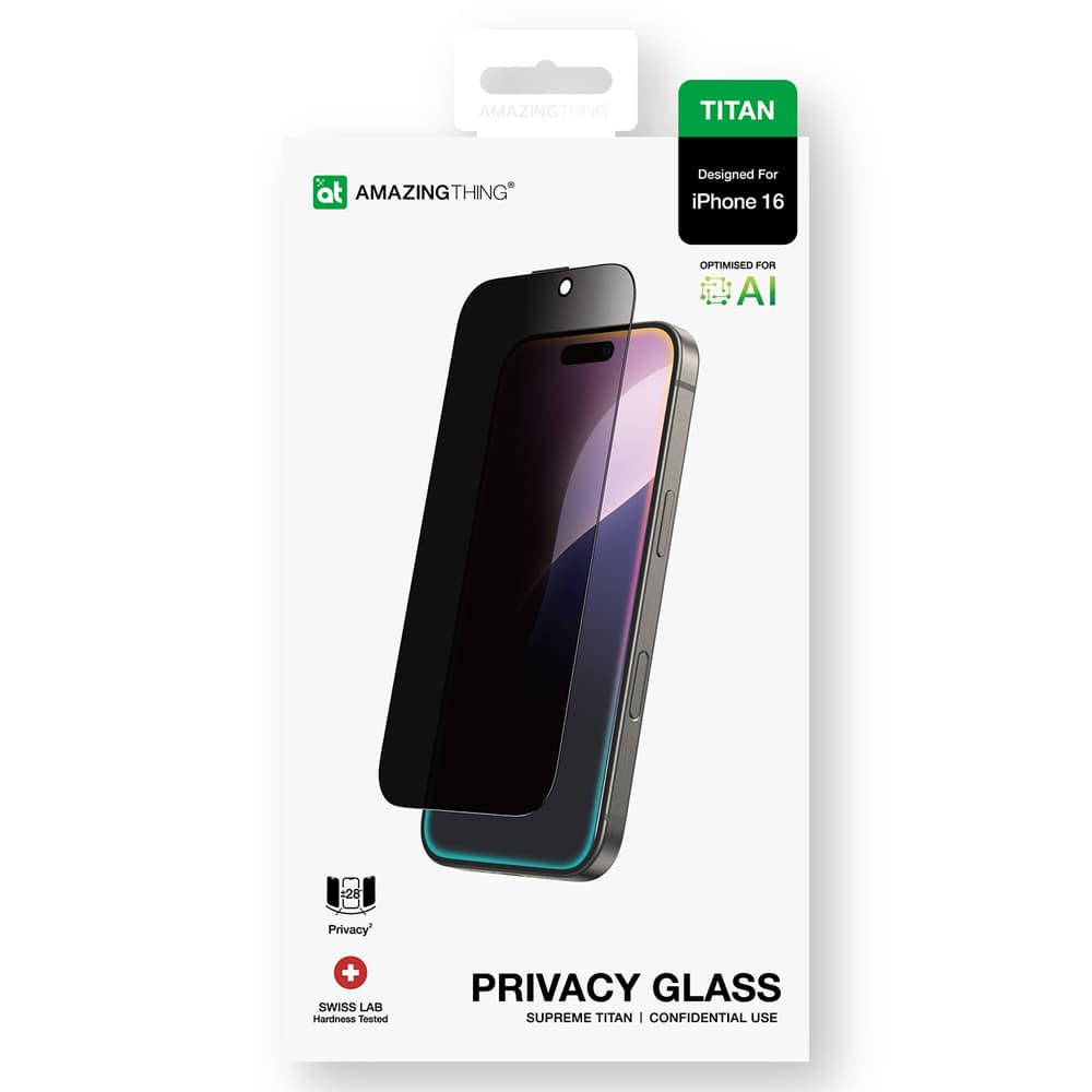 AmazingThing Titan Privacy Steklo za iPhone 16 6