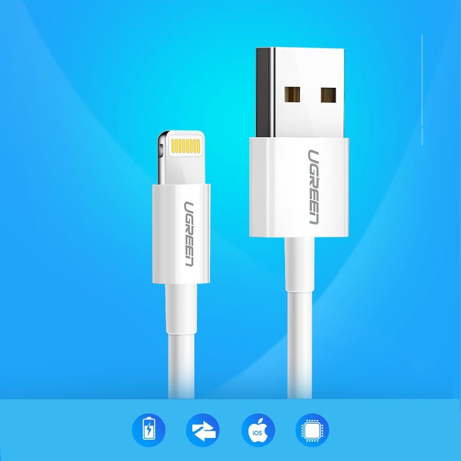 Ugreen USB-A / Lightning MFi kabel 2.4A 1m, bel 4