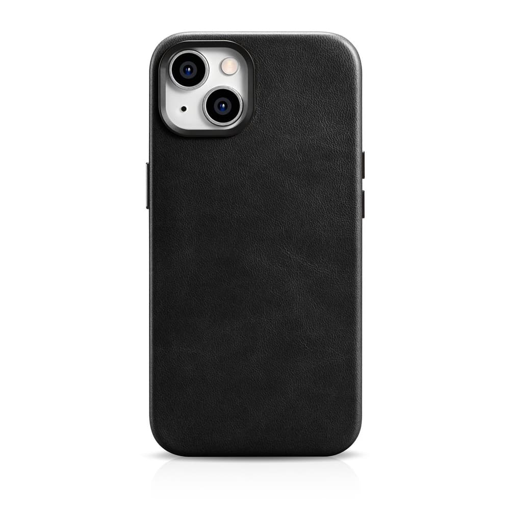 iCarer Oil Wax Usnjena Torbica iPhone 14 Plus z MagSafe, črna