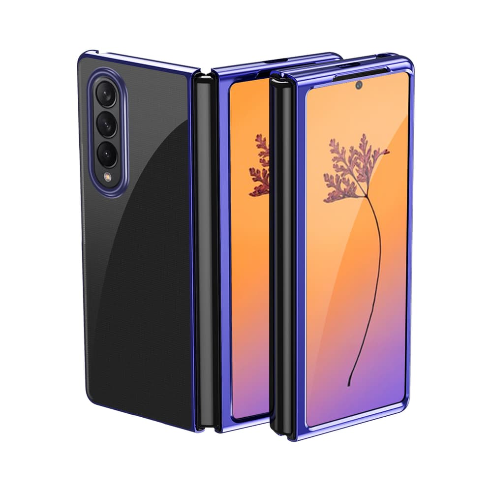 Hurtel Plating Case ovitek za Samsung Galaxy Z Fold 4, moder zlatega okvirja