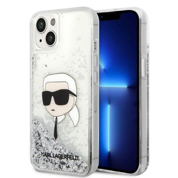 Karl Lagerfeld Glitter Karl Head etui za iPhone 14 Plus 6.7" srebrno