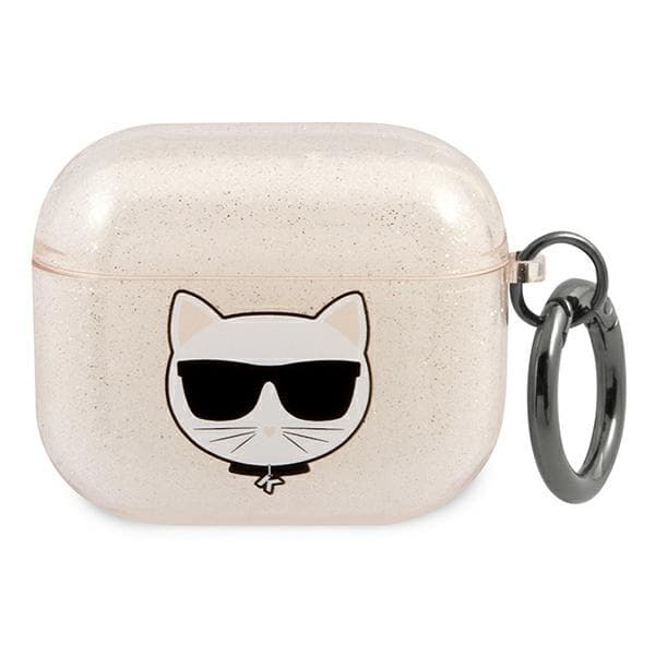 Ovitek Karl Lagerfeld Glitter Choupette za AirPods 3 - zlata