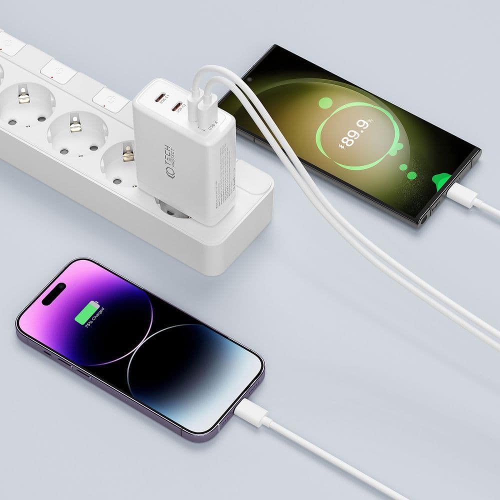 Polnilnik Tech-Protect NC100W-GAN 100W, 3x USB-C PD, 1x USB-A QC 3.0 - bel 4