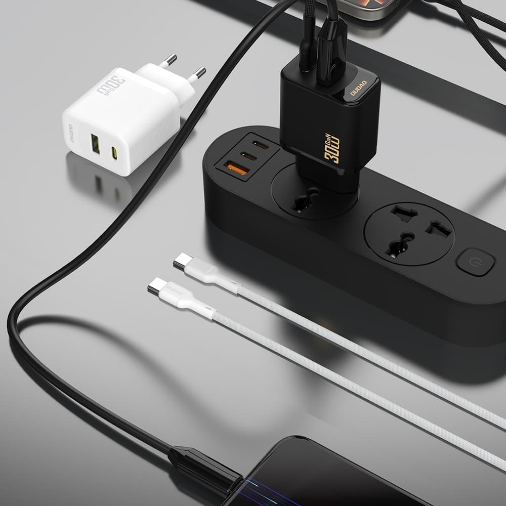 Dudao A27TCEU PD 30W GaN stenski polnilnik USB-A + USB-C s kablom USB-C, črn 6
