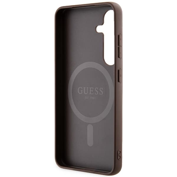 Guess 4G ovitek z usnjem in MagSafe za Samsung Galaxy S24 - rjava 7