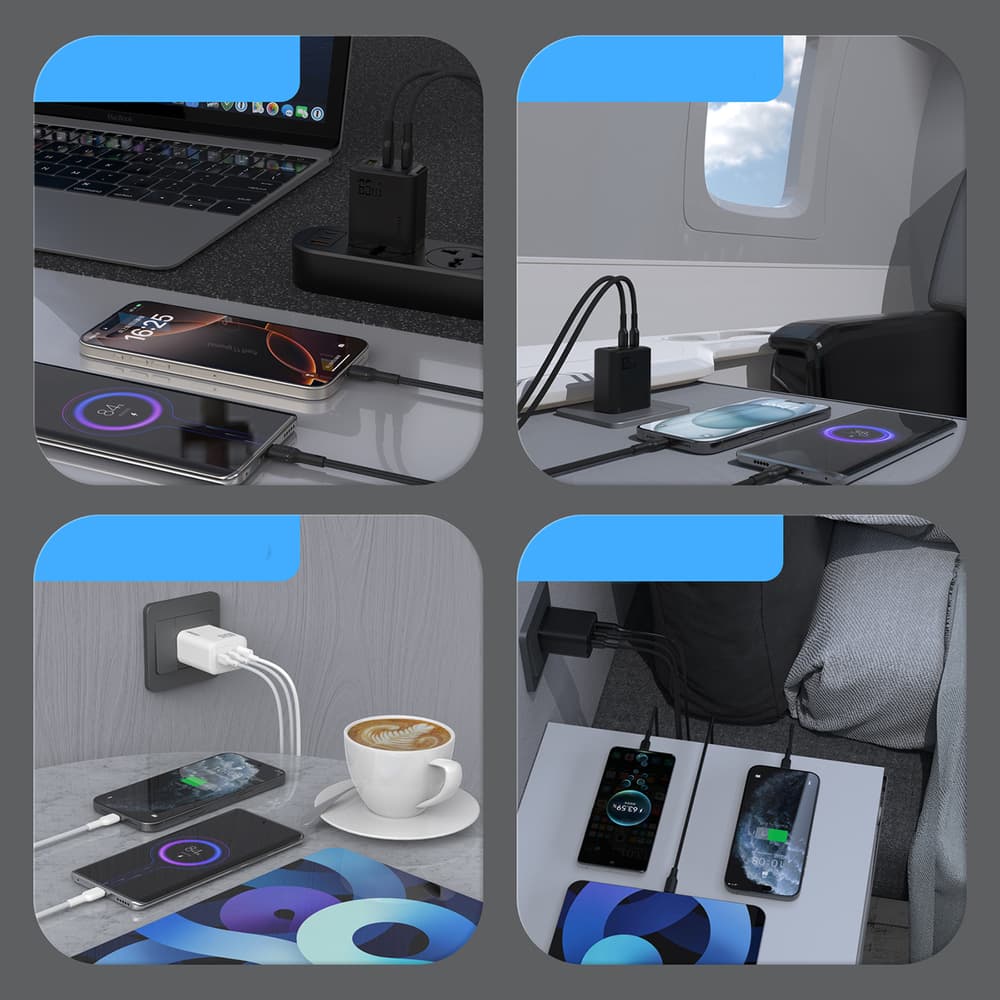 Dudao A29C 65W GaN stenski polnilnik + USB-C kabel, črn 6