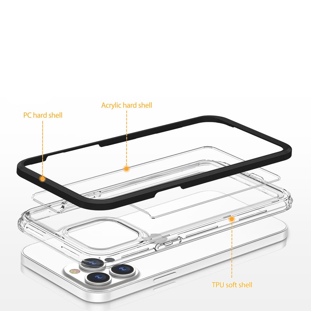 Hurtel Clear 3in1 ovitek za iPhone 14 Plus, črn okvir 6