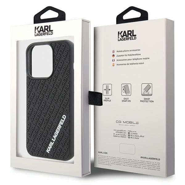 Karl Lagerfeld 3D Rubber Multi Logo ovitek za iPhone 15 Pro - črna 8