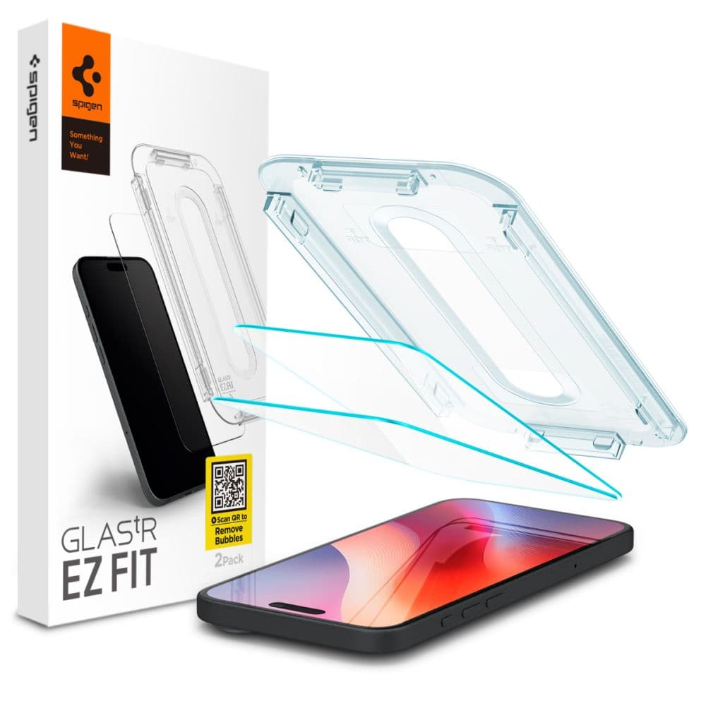 Spigen Glas.tR EZ Fit kaljeno steklo za iPhone 15 / 16 - 2 kosa
