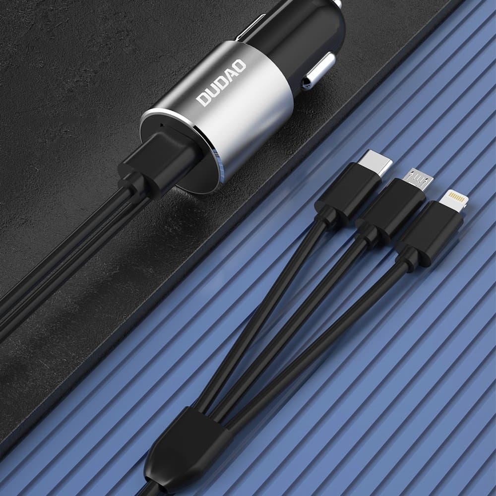 Dudao 3v1 USB avto polnilnik 3.4A, črn 2