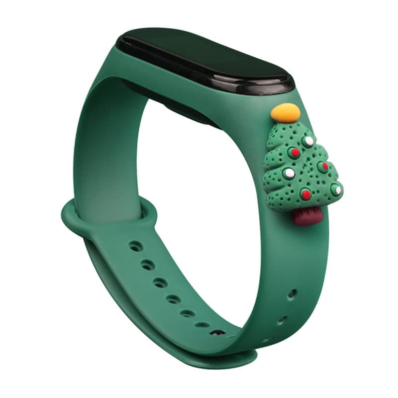 Hurtel božični pašček za Xiaomi Mi Band 3/4, temno zelena, božično drevo