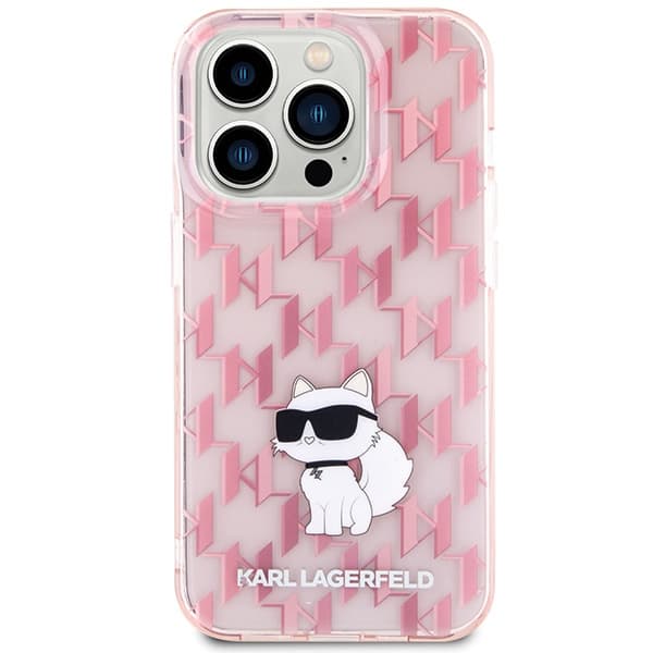 Karl Lagerfeld ovitek za iPhone 15 Pro Max, Monogram Choupette, roza 3