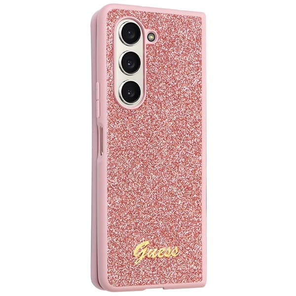 Ovitek Guess Glitter Script za Samsung Galaxy Z Fold 5 - roza 5