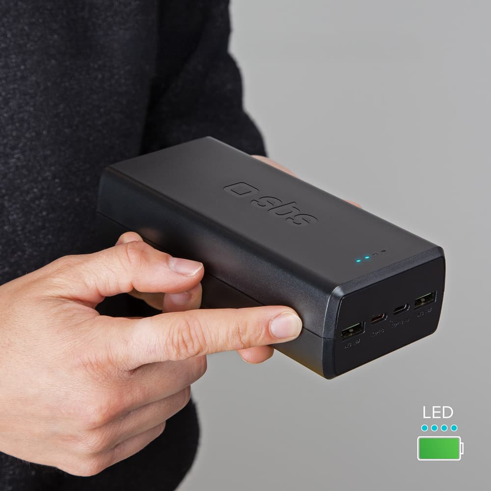 Powerbank SBS TTBB30000PD20K, 30000 mAh, 2x USB-C, 2x USB-A, črna 5