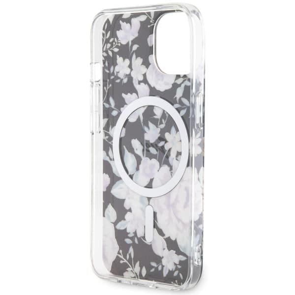 Guess ovitek za iPhone 14 Plus 6.7" črn Flower MagSafe 7