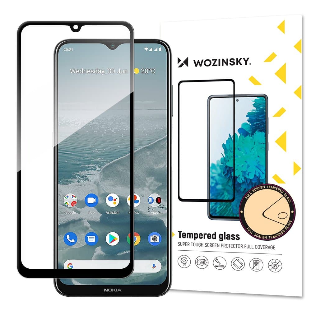 Wozinsky ovitek za Nokia G20, Full Glue kaljeno steklo, črn