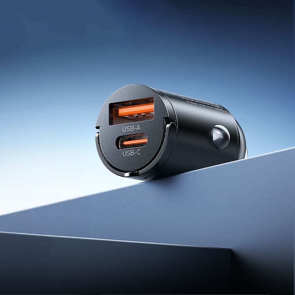 Orico MiniRing 30W avtomobilski polnilnik, USB-A + USB-C - črn 4
