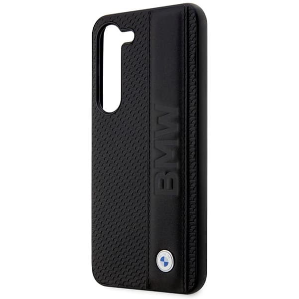 BMW ovitek za Samsung S23+ Leather Textured & Stripe, črn 6