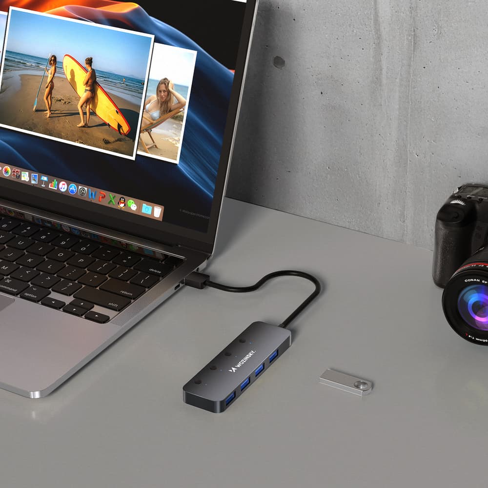 Wozinsky WHS080YSS USB-A 3.0 Hub s 4 priključka i prekidačima - Siva 3