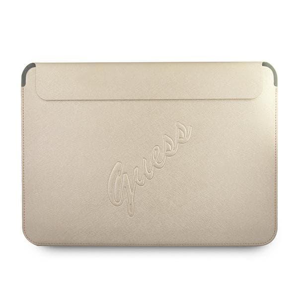 Etui Guess Saffiano Script za 13" prenosnik - Zlat