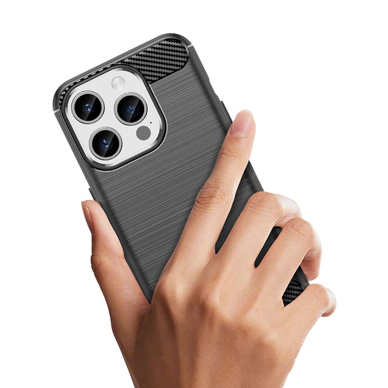 Gibljiv ovitek Carbon za iPhone 15 Pro Hurtel - črn 8