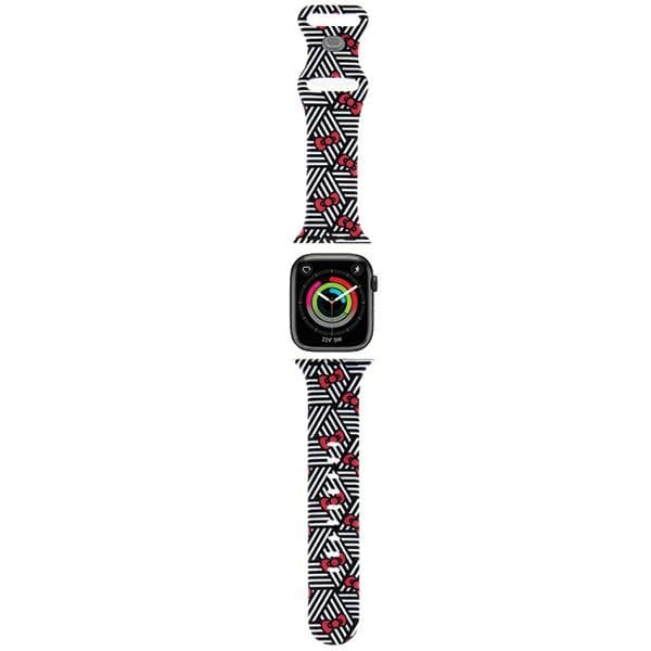Hello Kitty trak za Apple Watch 38/40/41mm, Silicone Bows & Stripes, črn