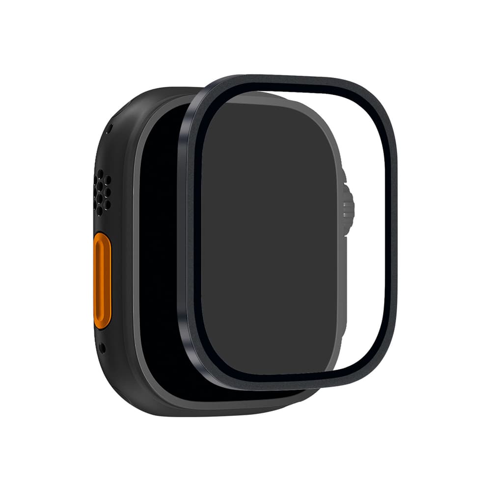 Puro kaljeno steklo s titanovim okvirjem za Apple Watch Ultra/Ultra 2/Ultra 3M - črna