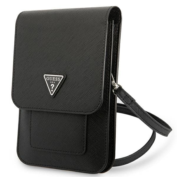Denarnica Guess Saffiano Triangle za mobilni telefon - Črna