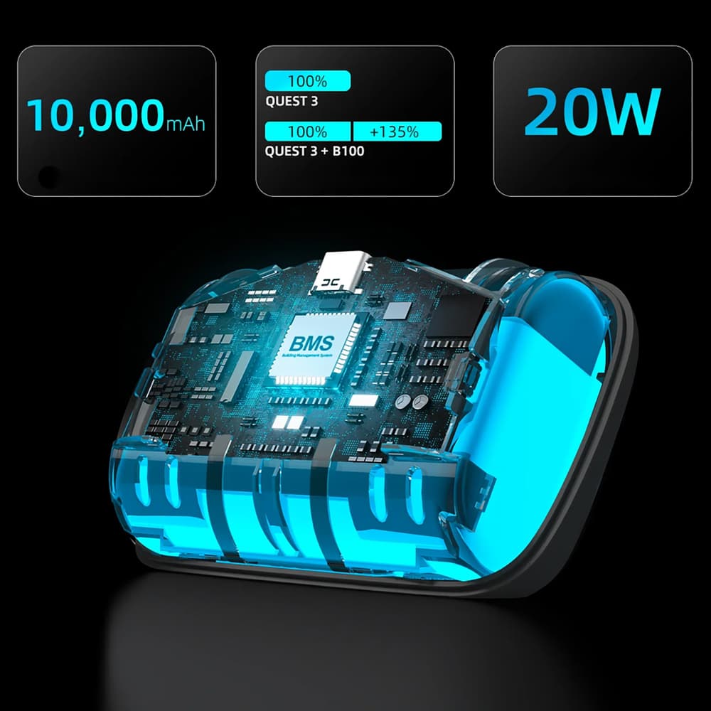 BoboVR B100 Zunanja baterija za Meta Quest 3/3S, 10000 mAh - bela 5
