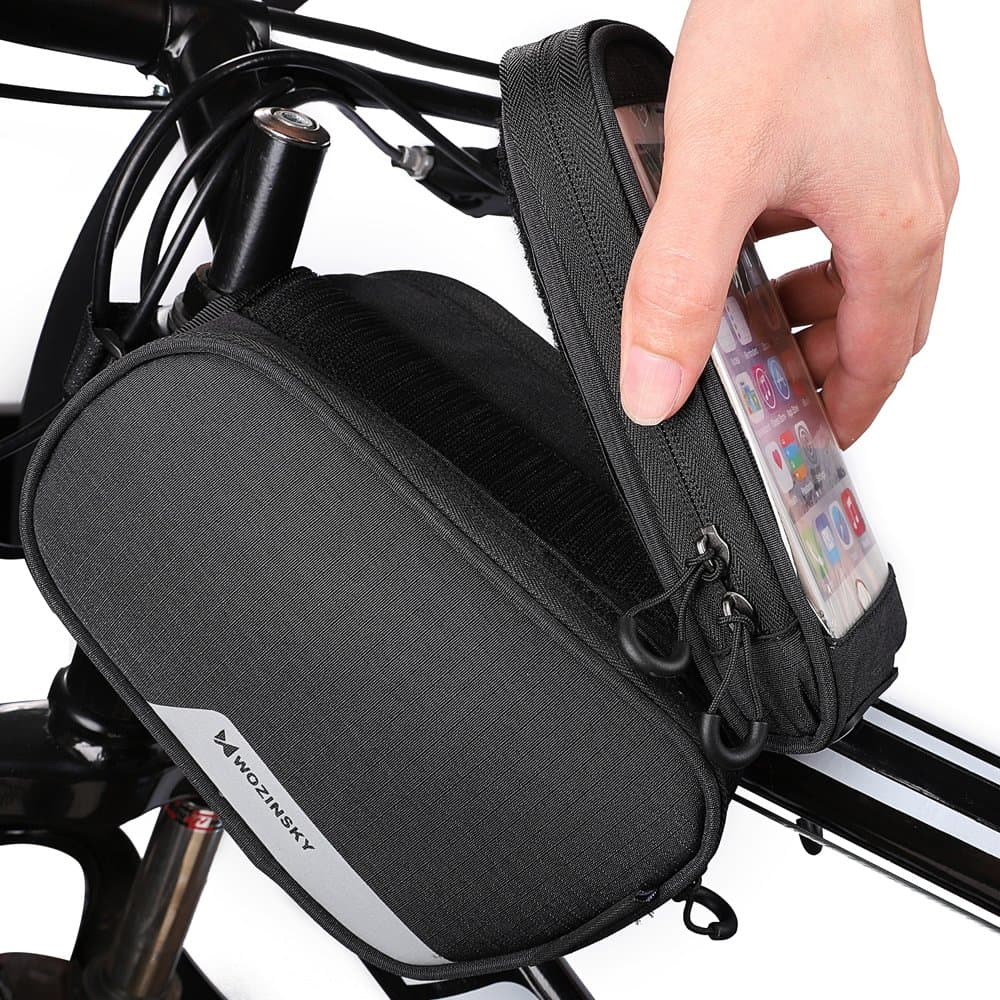 Wozinsky okvirna torba za kolo + etui za telefon do 6.5" 1.5L črna 2