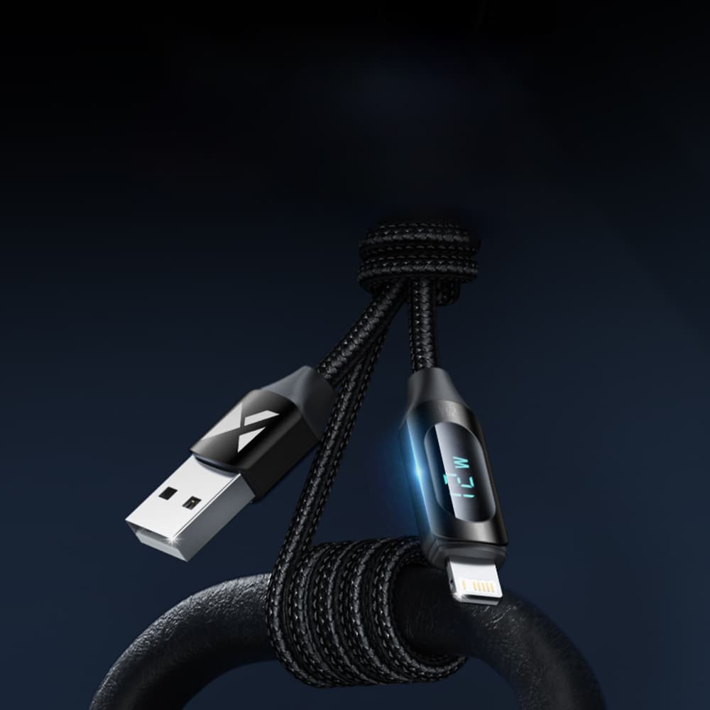 Wozinsky WUALC2 USB-A na Lightning kabel z LED zaslonom, 2.4A, 2m - črn 3