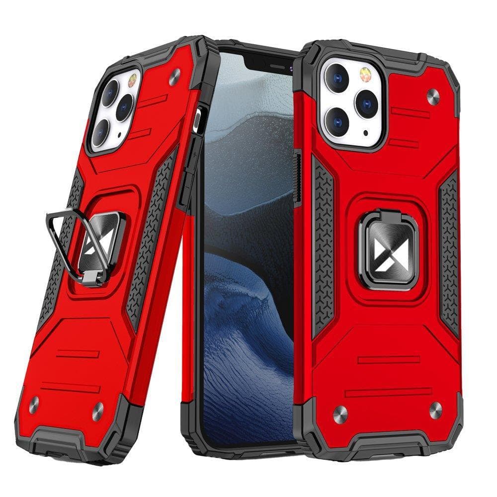 Wozinsky Ring Armor ovitek za iPhone 14 Pro, rdeč, s stojalom in obročem