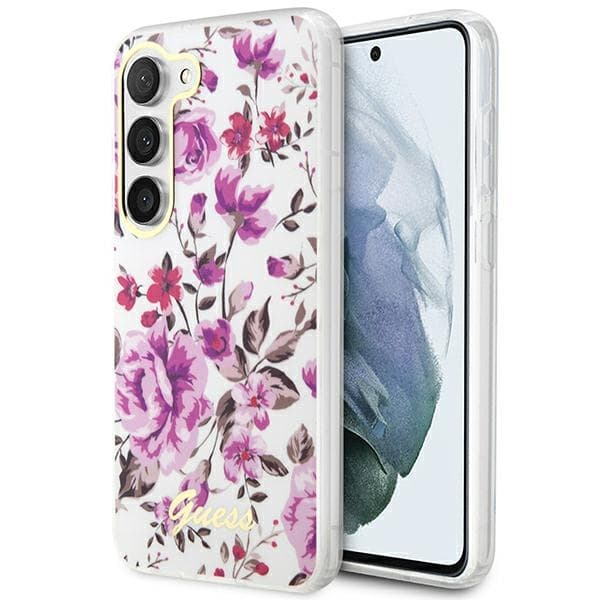 Guess ovitek Flower Collection za Samsung Galaxy S23 S911, bela