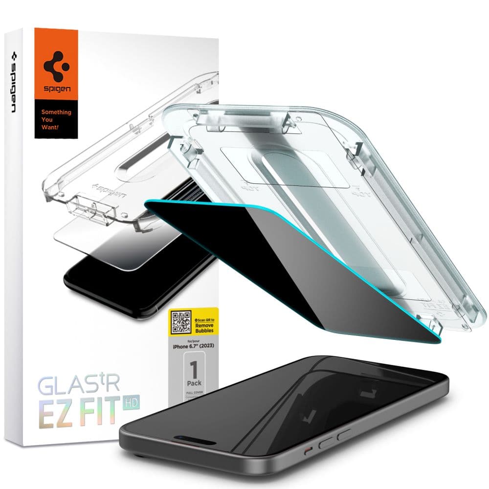 Spigen Glas.tR EZ Fit Privacy kaljeno steklo za iPhone 15 Plus