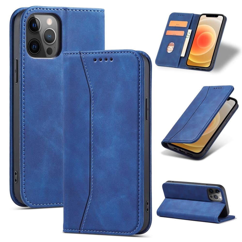 Ovitek Magnet Fancy Case za iPhone 12 Pro Max (denarnica, stojalo), modri 3