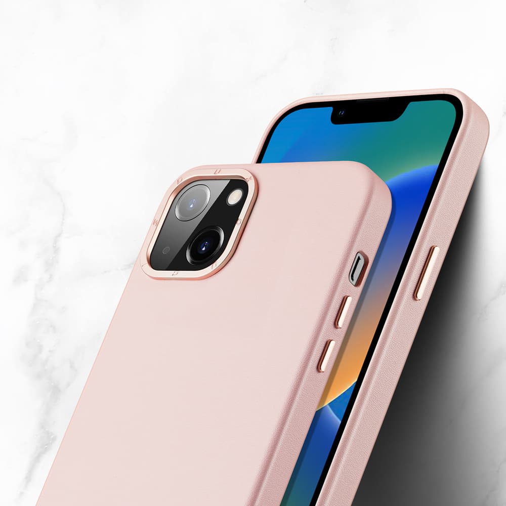 Ovitek Dux Ducis Grit usnjen za iPhone 14 Plus (MagSafe), roza 7