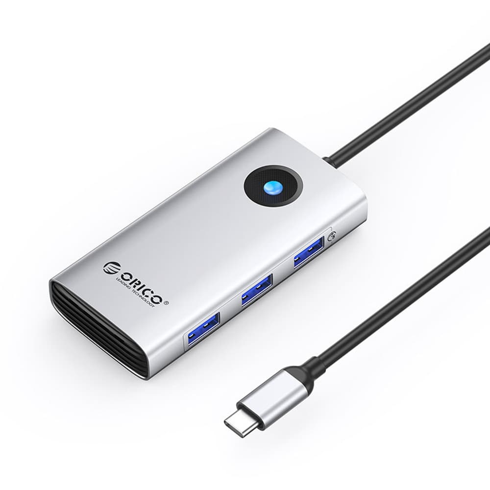 Orico PW11 6v1 USB-C Docking Station, HDMI 4K, 2.5G LAN, 100W PD Srebrna