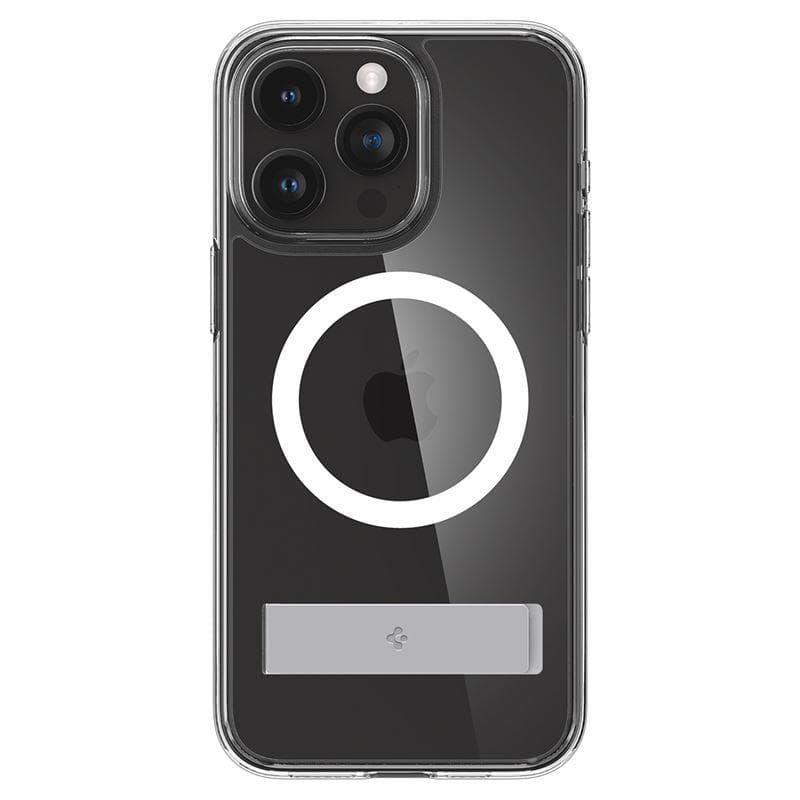 Ovitek Spigen Ultra Hybrid S MagSafe s stojalom za iPhone 15 Pro - prozoren