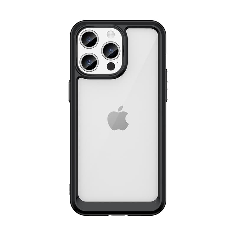 Hurtel Outer Space ojačano ohišje za iPhone 15 Pro s prožnim okvirjem, črno