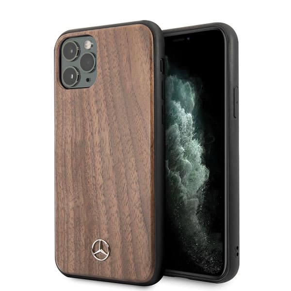 Ovitek Mercedes Wood Line Walnut za iPhone 11 Pro Max - svetlo rjav