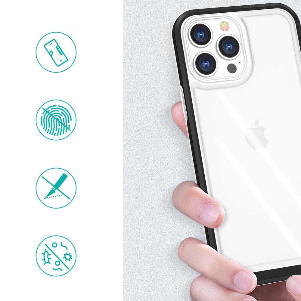 Ovitek Hurtel Clear 3in1 za iPhone 14 Pro Max, TPU okvir, rdeči 2